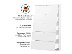 Sale mokebo Kommode mit 5 Schubladen in Die Stilvolle Highboard Anrichte oder Sideboard Weiß