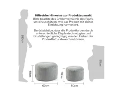 New mokebo Pouf oder Sitzhocker aus Cord Der Faule Lenz Fußhocker in mit EPS-Perlen Füllung Grau