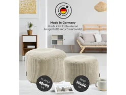 Sale mokebo Pouf oder Sitzhocker aus Cord Der Faule Lenz Fußhocker in mit EPS-Perlen Füllung Beige