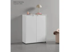 mokebo Schuhschrank Der Concierge Schuhregal mit zwei Türen Flurschrank oder Sideboard 74 cm breit in weiß