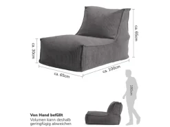 mokebo Sitzsack Sessel mit Hocker aus Cord Der Lümmel XXL Sitzsack Cord Sessel oder Sitz Sessel in
