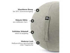 New mokebo Stoff Sitzball Büro Ergonomisch Der Sportliche Sitzball mit Pumpe 65cm Breite Ergonomische Bürostuhl Alternative Grau