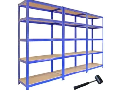 Best Monstershop 3 x Monster Racking T-Rax 90cm Lagerregal Blau mit Gratis Gummihammer
