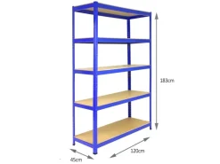 Monstershop 5 x T-Rax Lagerregale 180cm x 120cm x 45cm Blau
