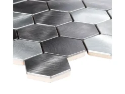 Hot Mosaik Aluminium Silver Hexagon 30 cm x 30 cm