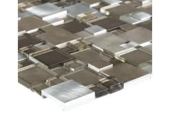 Mosaik Glas & Aluminium Beige Brush 27 cm x 30 cm