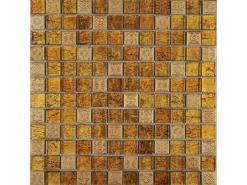 Discount Mosaik Glas & Stein Inka Relief 30 cm x 30 cm Gold