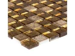 Discount Mosaik Glas & Stein Inka Relief 30 cm x 30 cm Gold