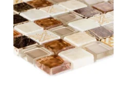 Mosaik Glas & Stein Maya Sun 30 cm x 30 cm Beige Braun