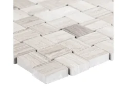 Mosaik Marmor Basketwave Grau poliert 29 cm x 29 cm