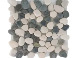 Mosaikmatte Flusskiesel Black White Matt 30 cm x 30 cm