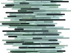 Mosaikmatte Glas Aluminium Black Grey 30 cm x30 cm