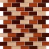 Best Mosaikmatte Glas Brick Braun Beige Mix 30 cm x 30 cm