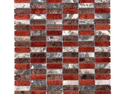 Outlet Mosaikmatte Naturstein Metalica Marron 30 cm x 30 cm