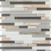 Mosaikmatte Quarzit & Glas Beige-Black-Grey Brick 30 cm x 30 cm