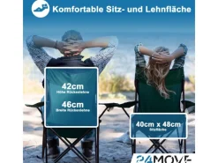 24Move Campingstuhl Faltstuhl Grün Mit Getraenkehalter Tragetasche Outdoor Faltbar Max 100Kg Anglerstuhl Polyester