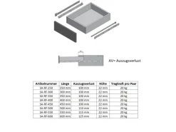 Online MS Beschläge Rollenführung Weiss 500 mm Schubaldenschiene Auszug