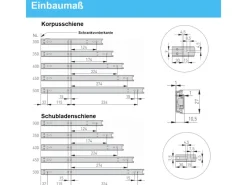 MS Beschläge Schubladenschiene Auszugsschiene Höhe 27 mm Länge 500 mm