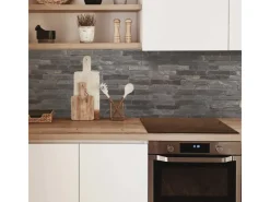 MySpotti Küchenrückwand Profix Cucina Black Bricks 160 x 60 cm Steingrau