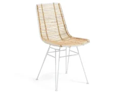 Natur24 4-er Set Stuhl Tishana 45 x 79 x 58 cm Rattan Natur Stahl Weiß