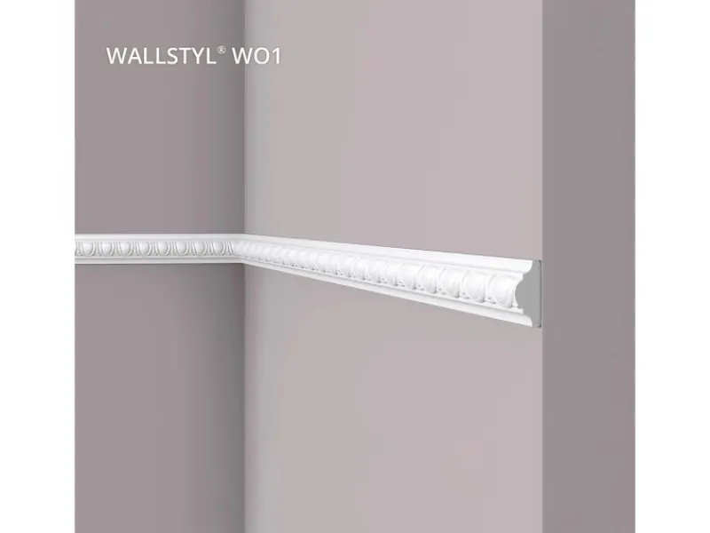 NOEL & MARQUET NMC WO1 WALLSTYL Wand- und Friesleiste Zierleiste Stuckleiste 2 m 200 cm x 1,8 cm x 3,8 cm Weiß