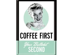 New Nostalgic-Art Blechpostkarte Coffee First 10 cm x 14 cm