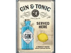 Nostalgic-Art Blechpostkarte Gin & Tonic Served Here 10 cm x 14 cm