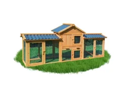 NYVI Hasenstall 203x85x53cm Natur mit Auslauf Gehege & PVC Dach