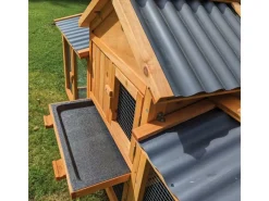 NYVI Hasenstall 203x85x53cm Natur mit Auslauf Gehege & PVC Dach