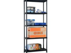 OBI Kunststoffregal S-75 Schwarz 176 cm x 74 cm x 32 cm