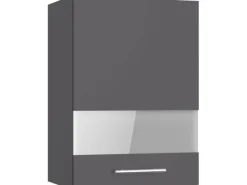 Sale Optifit Küchen-Oberschrank mit Glassegment Ingvar420 50 cm Anthrazit Matt
