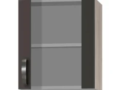 Optifit Küchen-Oberschrank mit Stollenglastür Faro220 50cmx57,6cm Anthra.-Braun