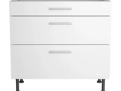 Optifit Küchen-Unterschrank mit 3 Auszügen Bengt932 90 cm x 87 cm x 58,4 cm Weiß