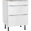 Optifit Küchen-Unterschrank mit 3 Auszügen Arvid986 60 cm x 87 cm x 58,4 cm Weiß