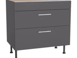 Clearance Optifit Küchen-Unterschrank mit 2 Auszügen Ingvar420 90 cm Anthrazit Matt