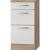 Online Optifit Küchen-Unterschrank mit 3 Auszügen Dakar286 40x84,6x60cm Weiß-Eiche