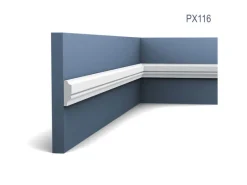 New ORAC DECOR PX116 AXXENT Profilleiste Zierleiste Wand-Dekor-Fries-Leiste 2 m 200 cm x 3,1 cm x 1 cm Weiß