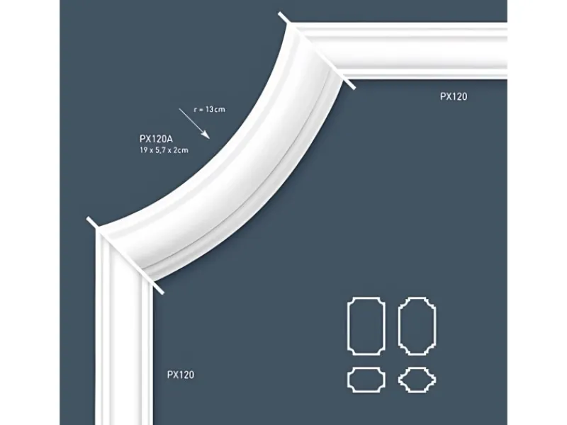 Best ORAC DECOR PX120 AXXENT Profilleiste Zierleiste Wand-Profil-Fries-Leiste 2 m 200 cm x 4 cm x 1,9 cm Weiß