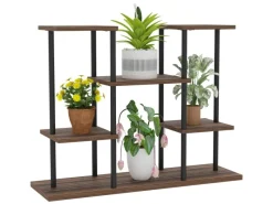 Outsunny Blumenständer Stahl Tannenholz Verkohlt 80L x 24B x 61,5H cm