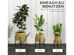 Outsunny Blumenständer-Set Stahl Gold Ø30 x 40H cm