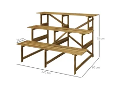 Outsunny Pflanzenregal Tannenholz Verkohlt L120 x B80 x H80cm