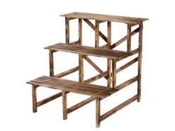 Hot Outsunny Pflanzenregal Tannenholz Verkohlt L80 x B80 x H78cm