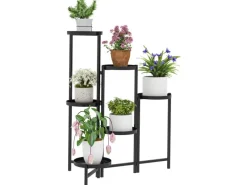 Outsunny Pflanzenständer Metall Schwarz 60L x 40B x 80H cm