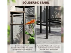 Outsunny Blumenständer-Set Metall Fliesen Blau 28L x 28B x 71H cm