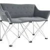 Outsunny Campingstuhl Metall Oxfordstoff Grau 120L x 57B x 95H cm