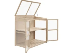 Outsunny Frühbeet aus Holz 2-Stufig mit Dachfenster Natur 103 x 61 x 103 cm