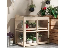 Outsunny Frühbeet aus Holz 2-Stufig mit Dachfenster Natur 103 x 61 x 103 cm