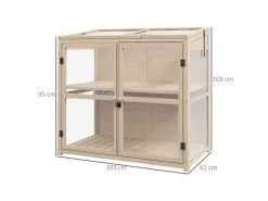 Outsunny Frühbeet aus Holz 2-Stufig mit Dachfenster Natur 103 x 61 x 103 cm