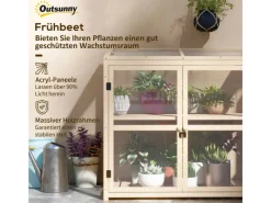 Outsunny Frühbeet aus Holz 2-Stufig mit Dachfenster Natur 103 x 61 x 103 cm