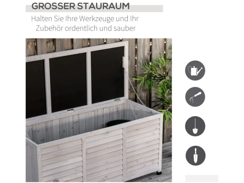 Clearance Outsunny Gartenbox Wetterbeständig 127 x 56 x 60 cm Grau